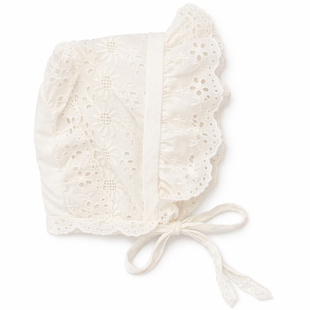 White Eyelet Baby Bonnet